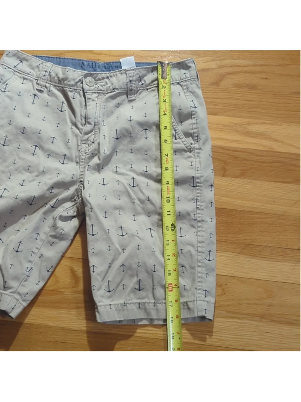 Nautica Boys Chino Shorts Size 14 Anchor Print